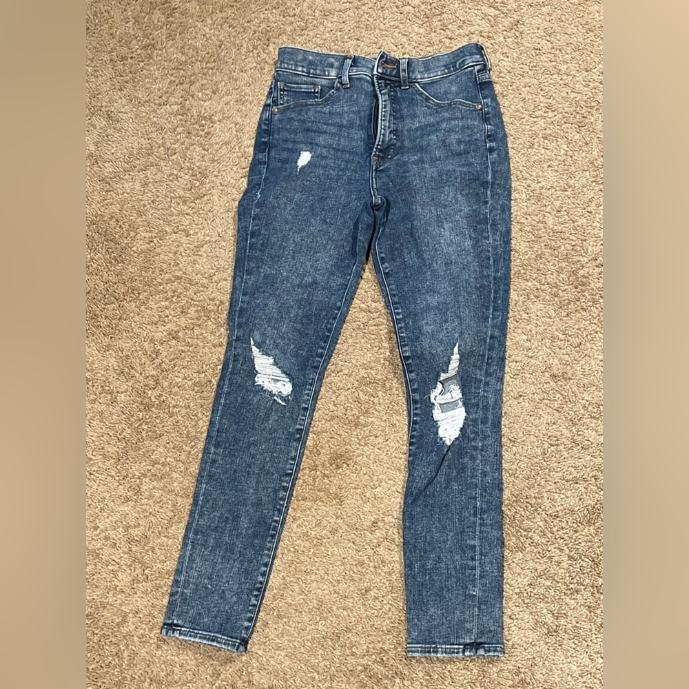 Distressed Dark Wash Express Skinnies